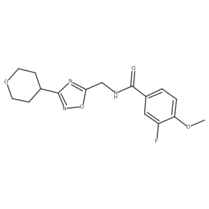 3-fluoro-4-methoxy-N-((3-(tetrahydro-2H-pyran-4-yl)-1,2,4-oxadiazol-5-yl)methyl)benzamide Structure