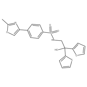 N-(2-(furan-2-yl)-2-hydroxy-2-(thiophen-2-yl)ethyl)-4-(2-methyloxazol-4-yl)benzenesulfonamide结构式
