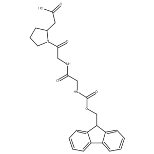 2-[(2R)-1-{2-[2-({[(9H-fluoren-9-yl)methoxy]carbonyl}amino)acetamido]acetyl}pyrrolidin-2-yl]acetic acid结构式