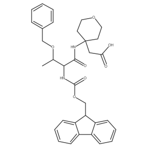 2-{4-[(2R,3S)-3-(benzyloxy)-2-({[(9H-fluoren-9-yl)methoxy]carbonyl}amino)butanamido]oxan-4-yl}acetic acid结构式
