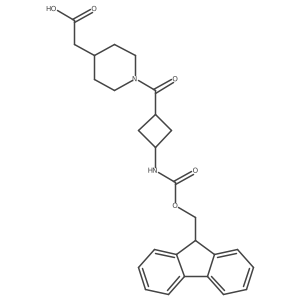 2-{1-[3-({[(9H-fluoren-9-yl)methoxy]carbonyl}amino)cyclobutanecarbonyl]piperidin-4-yl}acetic acid Structure