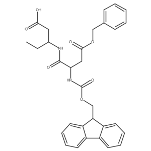 3-[(2S)-3-(benzyl carboxy)-2-({[(9H-fluoren-9-yl)methoxy]carbonyl}amino)propanamido]pentanoic acid Structure