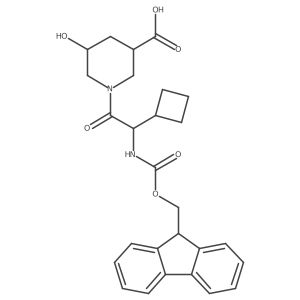 1-[2-cyclobutyl-2-({[(9H-fluoren-9-yl)methoxy]carbonyl}amino)acetyl]-5-hydroxypiperidine-3-carboxylic acid Structure