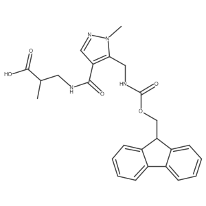 3-({5-[({[(9H-fluoren-9-yl)methoxy]carbonyl}amino)methyl]-1-methyl-1H-pyrazol-4-yl}formamido)-2-methylpropanoic acid Structure