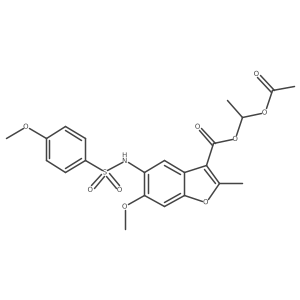 1-[6-Methoxy-5-(4-methoxybenzenesulfonamido)-2-methyl-1-benzofuran-3-carbonyloxy]ethyl acetate结构式