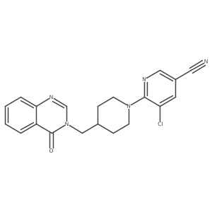 5-Chloro-6-{4-[(4-oxo-3,4-dihydroquinazolin-3-yl)methyl]piperidin-1-yl}pyridine-3-carbonitrile结构式
