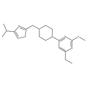 4-Ethyl-2-(methylsulfanyl)-6-(4-{[3-(propan-2-yl)-1,2,4-oxadiazol-5-yl]methyl}piperazin-1-yl)pyrimidine结构式