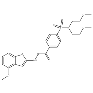 4-(2-(4-methoxybenzo[d]thiazol-2-yl)hydrazinecarbonyl)-N,N-bis(2-methoxyethyl)benzenesulfonamide结构式