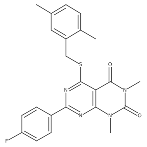 5-((2,5-dimethylbenzyl)thio)-7-(4-fluorophenyl)-1,3-dimethylpyrimido[4,5-d]pyrimidine-2,4(1H,3H)-dione结构式