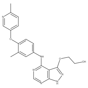 2-{[4-({3-methyl-4-[(6-methylpyridin-3-yl)oxy]phenyl}amino)-1H-pyrazolo[3,4-d]pyrimidin-3-yl]oxy}ethanol Structure