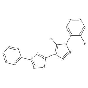 5-(1-(2-fluorophenyl)-5-methyl-1H-1,2,3-triazol-4-yl)-3-phenyl-1,2,4-oxadiazole结构式