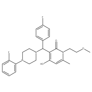 3-((4-fluorophenyl)(4-(2-fluorophenyl)piperazin-1-yl)methyl)-4-hydroxy-1-(2-methoxyethyl)-6-methylpyridin-2(1H)-one Structure
