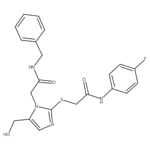 2-({1-[(benzylcarbamoyl)methyl]-5-(hydroxymethyl)-1H-imidazol-2-yl}sulfanyl)-N-(4-fluorophenyl)acetamide Structure