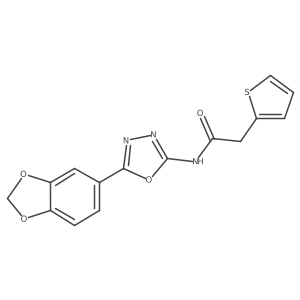 N-(5-(benzo[d][1,3]dioxol-5-yl)-1,3,4-oxadiazol-2-yl)-2-(thiophen-2-yl)acetamide Structure