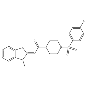 (E)-1-((4-chlorophenyl)sulfonyl)-N-(3-methylbenzo[d]thiazol-2(3H)-ylidene)piperidine-4-carboxamide结构式