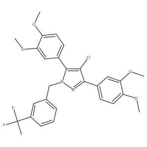 4-chloro-3,5-bis(3,4-dimethoxyphenyl)-1-[3-(trifluoromethyl)benzyl]-1H-pyrazole结构式