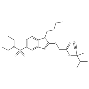 2-{[1-butyl-5-(diethylsulfamoyl)-1H-1,3-benzodiazol-2-yl]sulfanyl}-N-(1-cyano-1,2-dimethylpropyl)acetamide Structure
