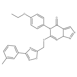 5-(4-ethoxyphenyl)-6-[[3-(3-methylphenyl)-1,2,4-oxadiazol-5-yl]methylsulfanyl]-7aH-pyrazolo[3,4-d]pyrimidin-4-one结构式