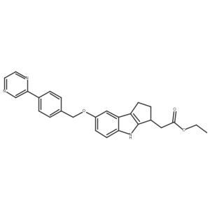 Ethyl 2-(7-(4-(Pyrazin-2-yl)benzyloxy)-1,2,3,4-tetrahydrocyclopenta[b]indol-3-yl)acetate Structure