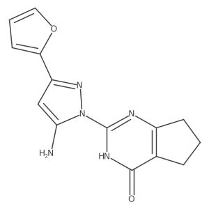 2-(5-amino-3-(furan-2-yl)-1H-pyrazol-1-yl)-6,7-dihydro-3H-cyclopenta[d]pyrimidin-4(5H)-one Structure