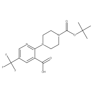 2-{4-[(Tert-butoxy)carbonyl]piperazin-1-yl}-5-(trifluoromethyl)pyridine-3-carboxylic acid Structure
