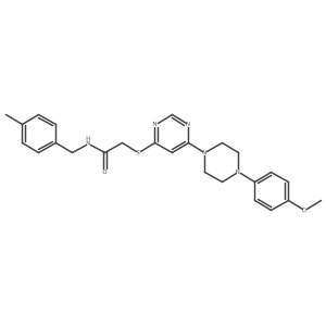 2-({6-[4-(4-methoxyphenyl)piperazin-1-yl]pyrimidin-4-yl}sulfanyl)-N-[(4-methylphenyl)methyl]acetamide结构式
