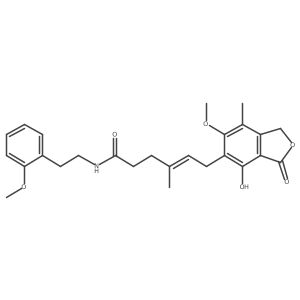 (4E)-6-(4-hydroxy-6-methoxy-7-methyl-3-oxo-1,3-dihydro-2-benzofuran-5-yl)-N-[2-(2-methoxyphenyl)ethyl]-4-methylhex-4-enamide结构式