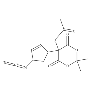 5-((1R,4R)-4-azidocyclopent-2-en-1-yl)-2,2-dimethyl-4,6-dioxo-1,3-dioxan-5-yl acetate Structure