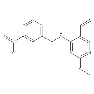 2-(Methylthio)-4-[[(3-nitrophenyl)methyl]amino]-5-pyrimidinecarboxaldehyde结构式