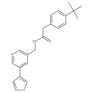 N-((5-(thiophen-3-yl)pyridin-3-yl)methyl)-2-(4-(trifluoromethyl)phenyl)acetamide结构式