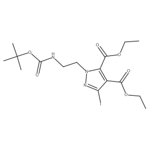 2-(2-t-Butoxycarbonylamino-ethyl)-5-iodo-2H-pyrazole-3,4-dicarboxylic acid diethyl ester Structure