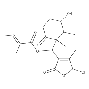 2-Butenoic acid, 2-methyl-, (2,5-dihydro-5-hydroxy-4-methyl-2-oxo-3-furanyl)(3-hydroxy-1,2-dimethyl-6-oxocyclohexyl)methyl ester, [1S-[1I+/-[1R*(Z),1(S*)],2I(2),3I(2)]]- Structure