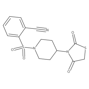 2-((4-(2,4-Dioxothiazolidin-3-yl)piperidin-1-yl)sulfonyl)benzonitrile结构式