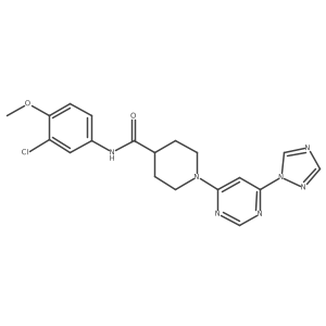 1-(6-(1H-1,2,4-triazol-1-yl)pyrimidin-4-yl)-N-(3-chloro-4-methoxyphenyl)piperidine-4-carboxamide结构式