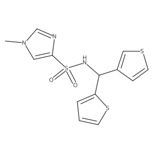 1-methyl-N-(thiophen-2-yl(thiophen-3-yl)methyl)-1H-imidazole-4-sulfonamide Structure