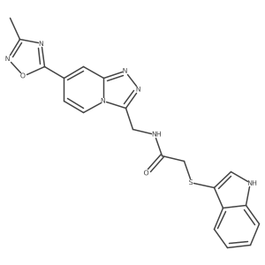 2-((1H-indol-3-yl)thio)-N-((7-(3-methyl-1,2,4-oxadiazol-5-yl)-[1,2,4]triazolo[4,3-a]pyridin-3-yl)methyl)acetamide Structure