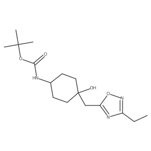 tert-Butyl N-{4-[(3-ethyl-1,2,4-oxadiazol-5-yl)methyl]-4-hydroxycyclohexyl}carbamate Structure