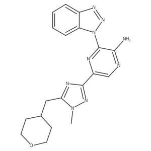 3-(Benzotriazol-1-yl)-5-[1-methyl-5-(oxan-4-ylmethyl)-1,2,4-triazol-3-yl]pyrazin-2-amine结构式