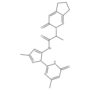 N-(3-methyl-1-(4-methyl-6-oxo-1,6-dihydropyrimidin-2-yl)-1H-pyrazol-5-yl)-2-(3-oxo-3,5,6,7-tetrahydro-2H-cyclopenta[c]pyridazin-2-yl)propanamide结构式