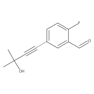 2-Fluoro-5-(3-hydroxy-3-methylbut-1-yn-1-yl)benzaldehyde结构式