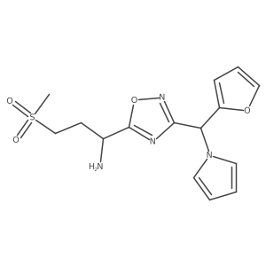 1-(3-(furan-2-yl(1H-pyrrol-1-yl)methyl)-1,2,4-oxadiazol-5-yl)-3-(methylsulfonyl)propan-1-amine Structure