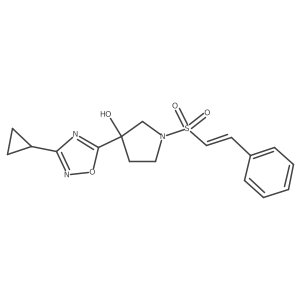 3-(3-Cyclopropyl-1,2,4-oxadiazol-5-yl)-1-(2-phenylethenesulfonyl)pyrrolidin-3-ol结构式