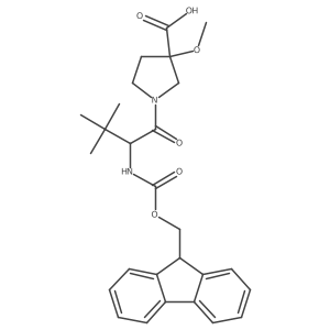 1-[(2S)-2-({[(9H-fluoren-9-yl)methoxy]carbonyl}amino)-3,3-dimethylbutanoyl]-3-methoxypyrrolidine-3-carboxylic acid结构式