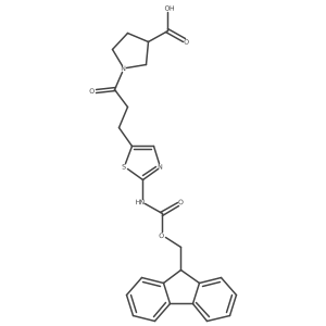 1-{3-[2-({[(9H-fluoren-9-yl)methoxy]carbonyl}amino)-1,3-thiazol-5-yl]propanoyl}pyrrolidine-3-carboxylic acid结构式
