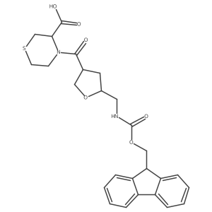 rac-4-[(3R,5R)-5-[({[(9H-fluoren-9-yl)methoxy]carbonyl}amino)methyl]oxolane-3-carbonyl]thiomorpholine-3-carboxylic acid结构式