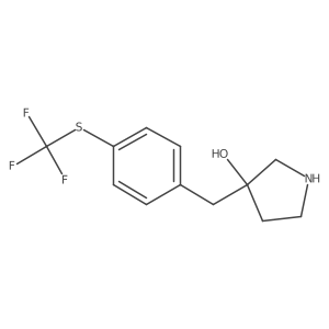 3-({4-[(Trifluoromethyl)sulfanyl]phenyl}methyl)pyrrolidin-3-ol Structure