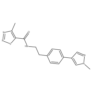 4-methyl-N-{2-[4-(1-methyl-1H-pyrazol-4-yl)phenyl]ethyl}-1,2,3-thiadiazole-5-carboxamide结构式