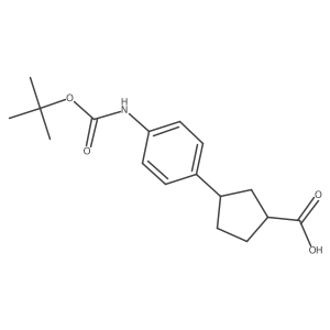 rac-(1R,3R)-3-(4-{[(tert-butoxy)carbonyl]amino}phenyl)cyclopentane-1-carboxylic acid Structure