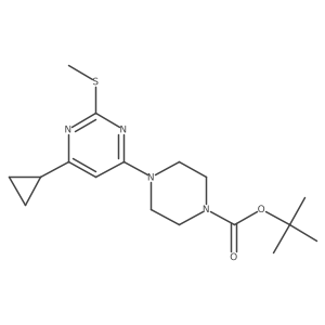 Tert-butyl 4-[6-cyclopropyl-2-(methylsulfanyl)pyrimidin-4-yl]piperazine-1-carboxylate结构式