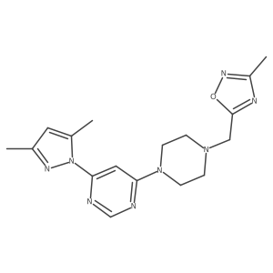 4-(3,5-dimethyl-1H-pyrazol-1-yl)-6-{4-[(3-methyl-1,2,4-oxadiazol-5-yl)methyl]piperazin-1-yl}pyrimidine结构式